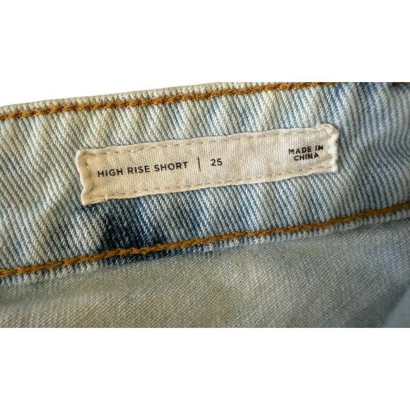 PacSun High Rise Light Wash Denim Cut-Off Distressed Booty Shorts Waist 25 - Picture 6 of 9